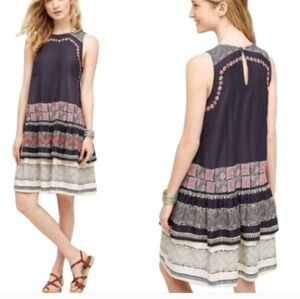 Anthroplogie Norblack Norwhite Romana Embroidered Dress Xs